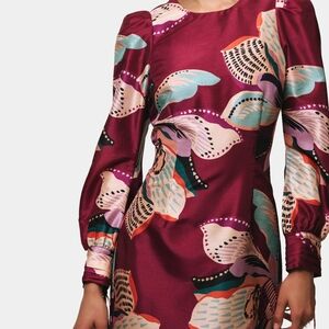 Anthropologie Floral Mini Dress - Burgundy Floral